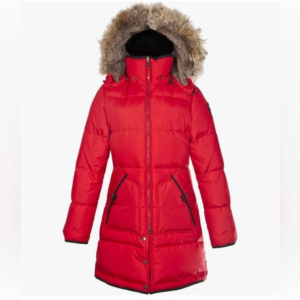 Pajar Women's Cougar Long Down Parka with removable Fur Hood, S, Used see pics